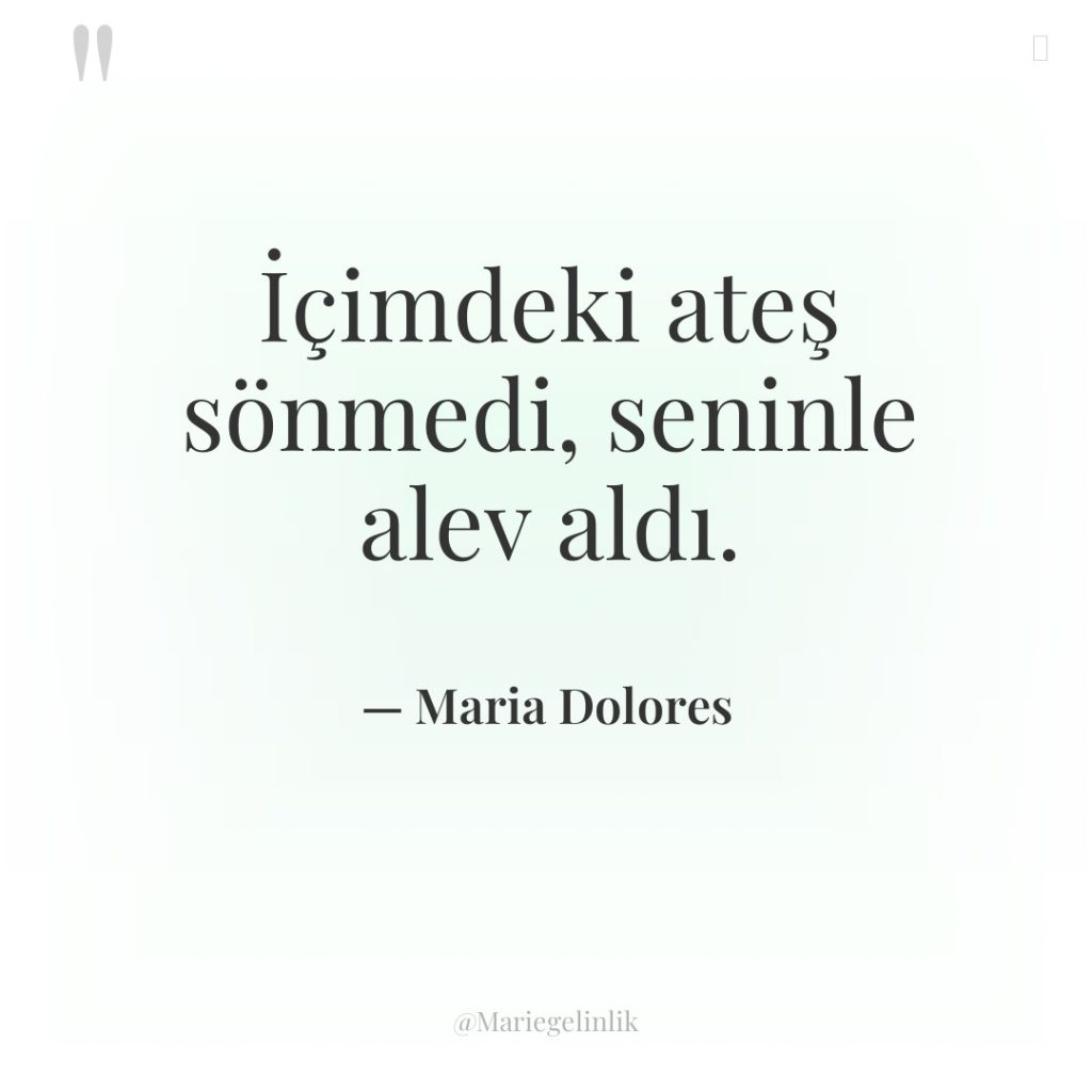 İçimdeki ateş sönmedi, seninle alev aldı.