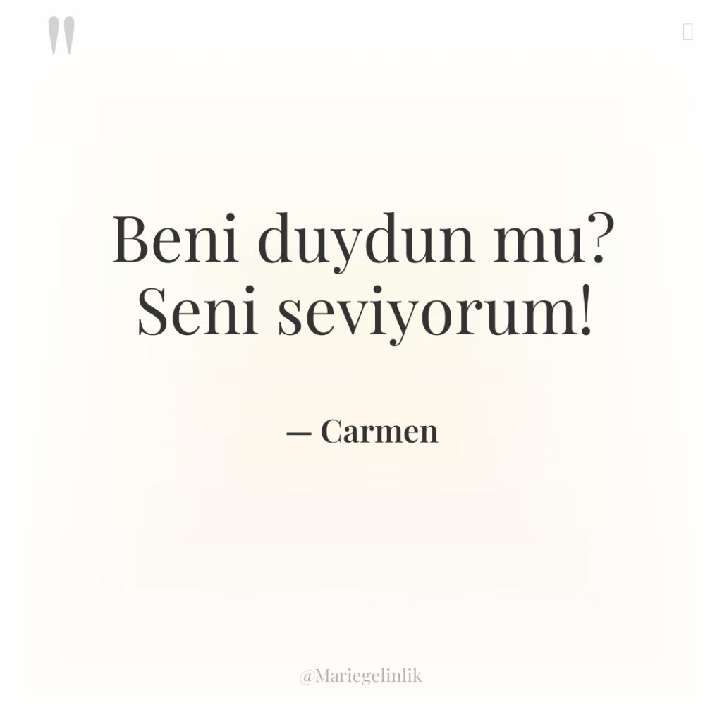 Beni duydun mu? Seni seviyorum!