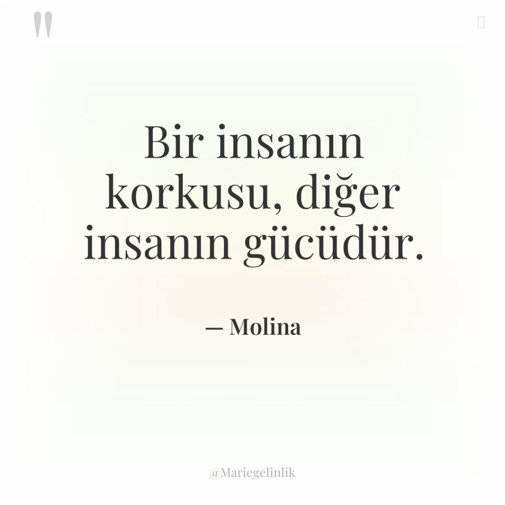 Bir insanın korkusu, diğer insanın gücüdür.