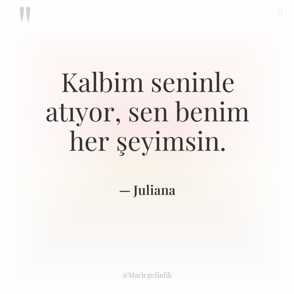 Kalbim seninle atıyor, sen benim her şeyimsin.