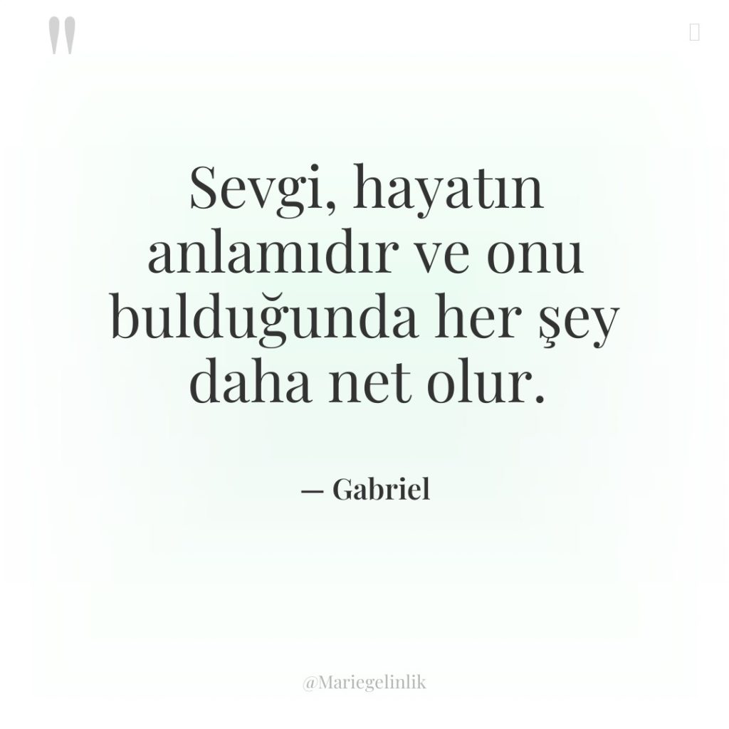 Sevgi, hayatın anlamıdır ve onu bulduğunda her şey daha net…