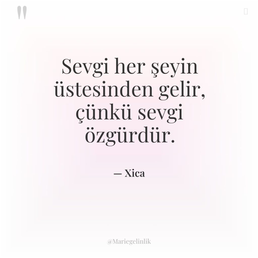 Sevgi her şeyin üstesinden gelir, çünkü sevgi özgürdür.