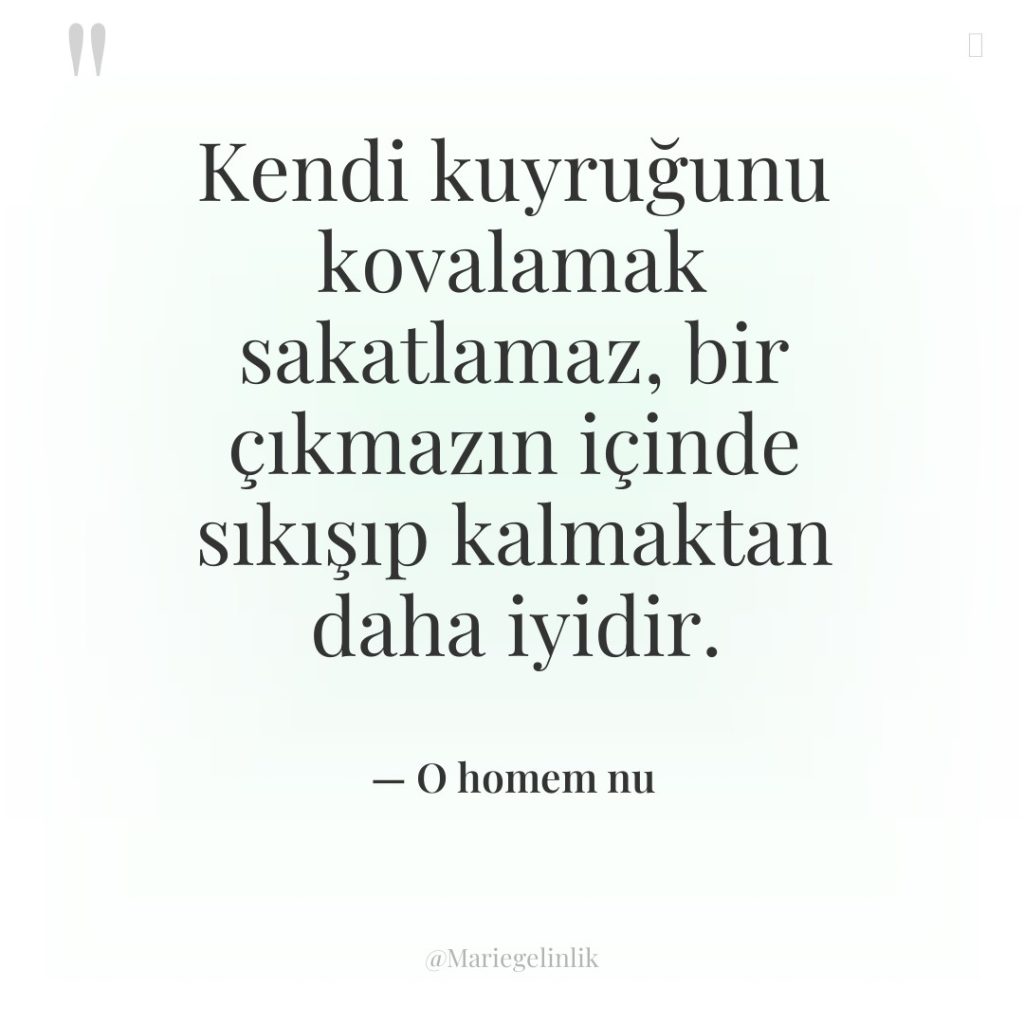 Kendi kuyruğunu kovalamak sakatlamaz, bir çıkmazın içinde sıkışıp kalmaktan daha…