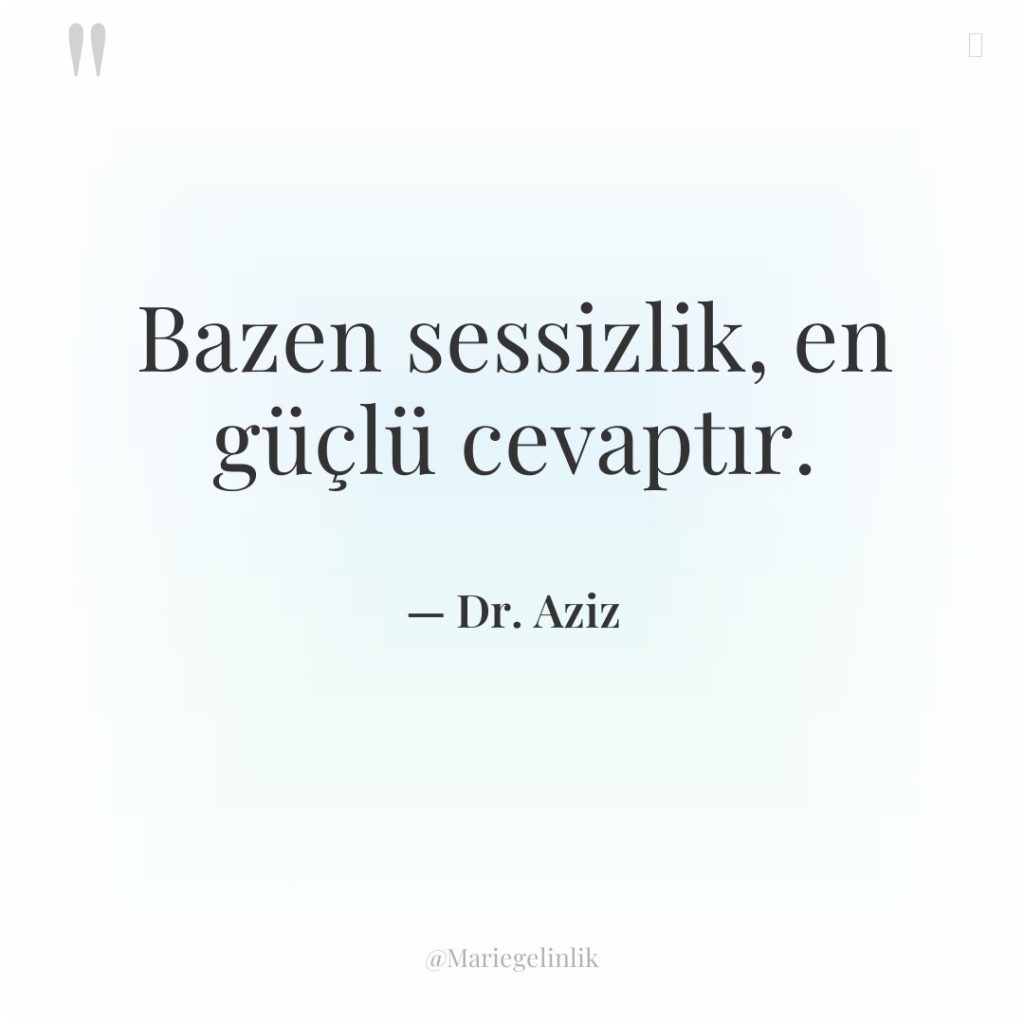 Bazen sessizlik, en güçlü cevaptır.