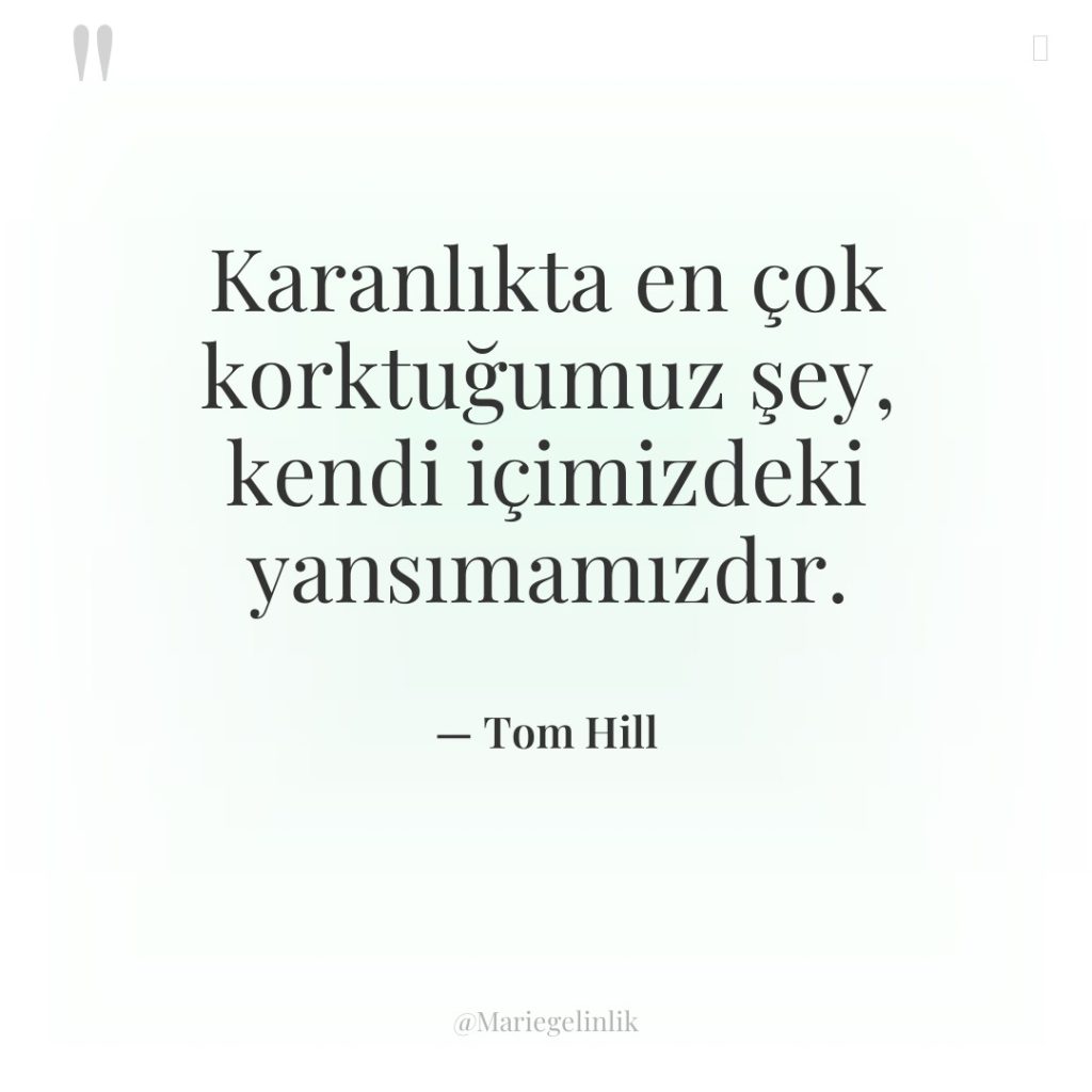 Karanlıkta en çok korktuğumuz şey, kendi içimizdeki yansımamızdır.