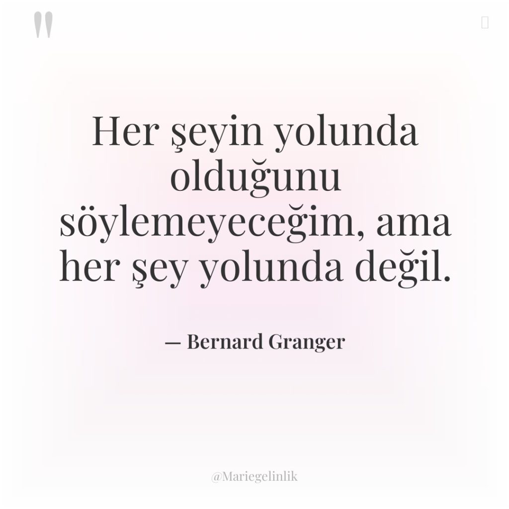 Her şeyin yolunda olduğunu söylemeyeceğim, ama her şey yolunda değil.