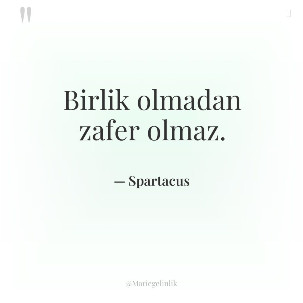 Birlik olmadan zafer olmaz.