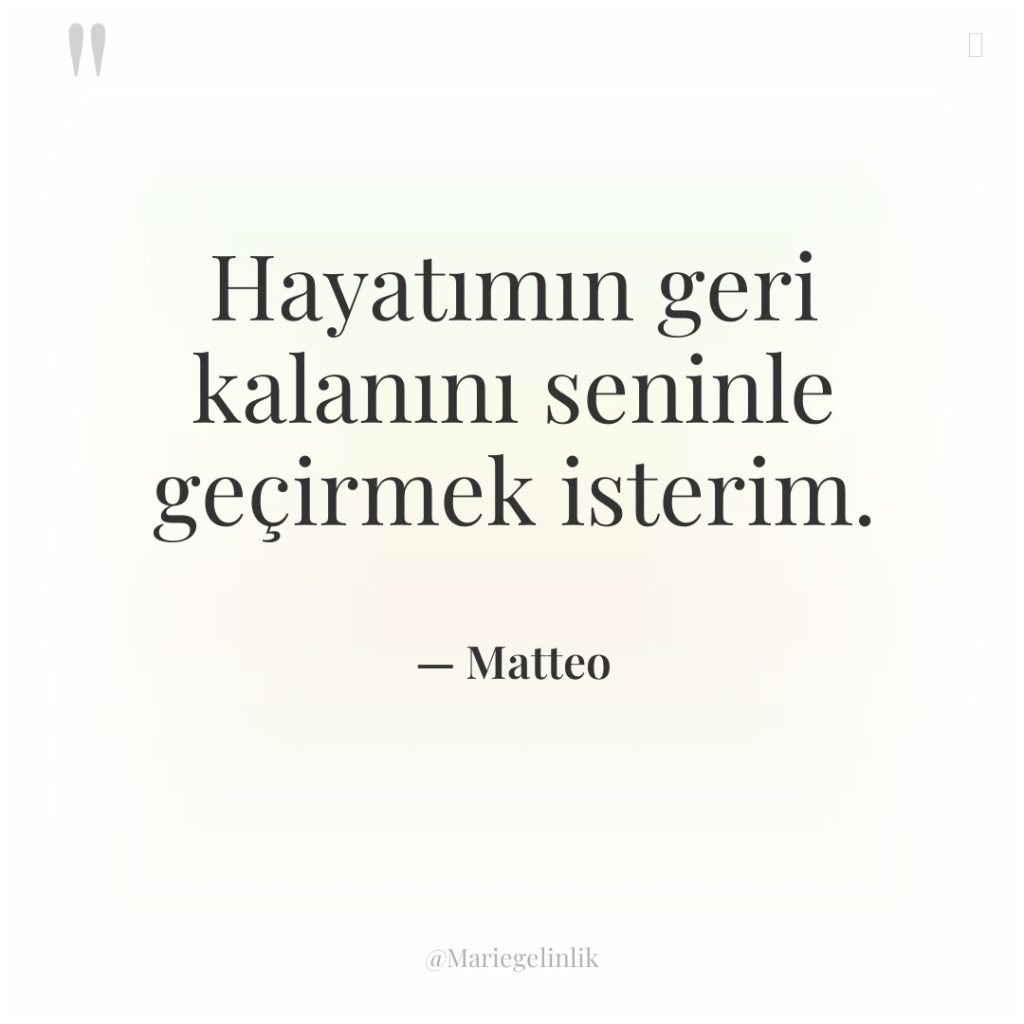 Hayatımın geri kalanını seninle geçirmek isterim.