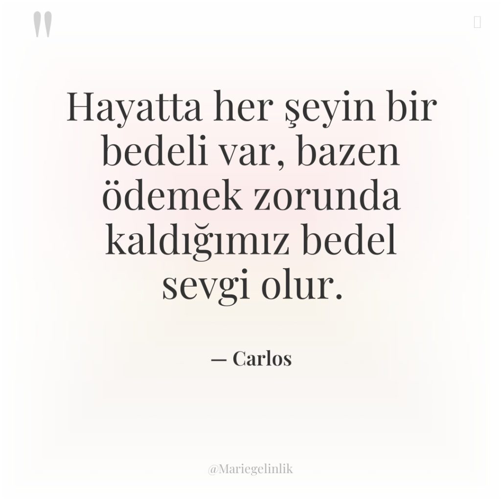Hayatta her şeyin bir bedeli var, bazen ödemek zorunda kaldığımız…