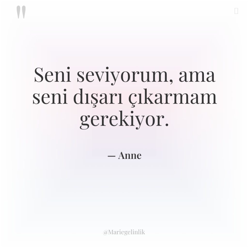 Seni seviyorum, ama seni dışarı çıkarmam gerekiyor.