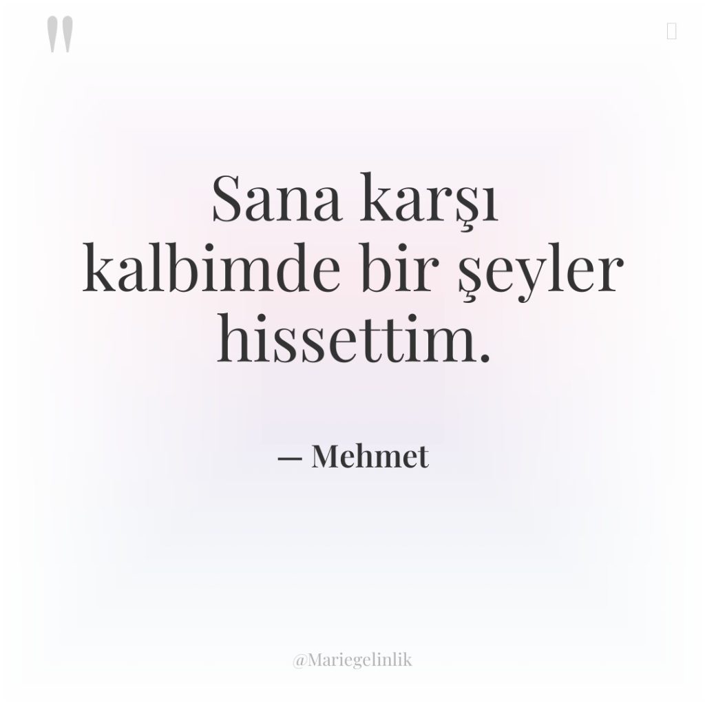 Sana karşı kalbimde bir şeyler hissettim.