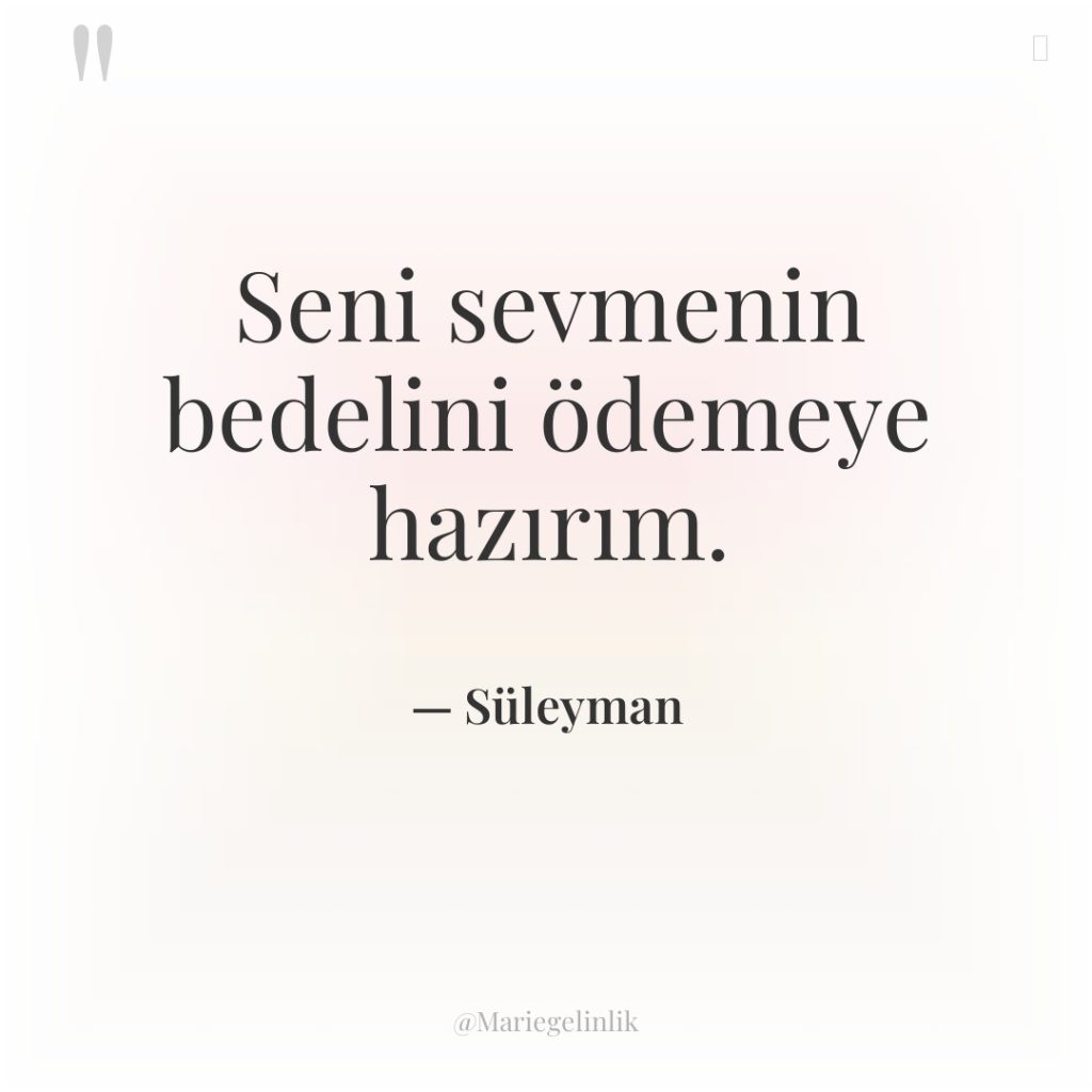 Seni sevmenin bedelini ödemeye hazırım.