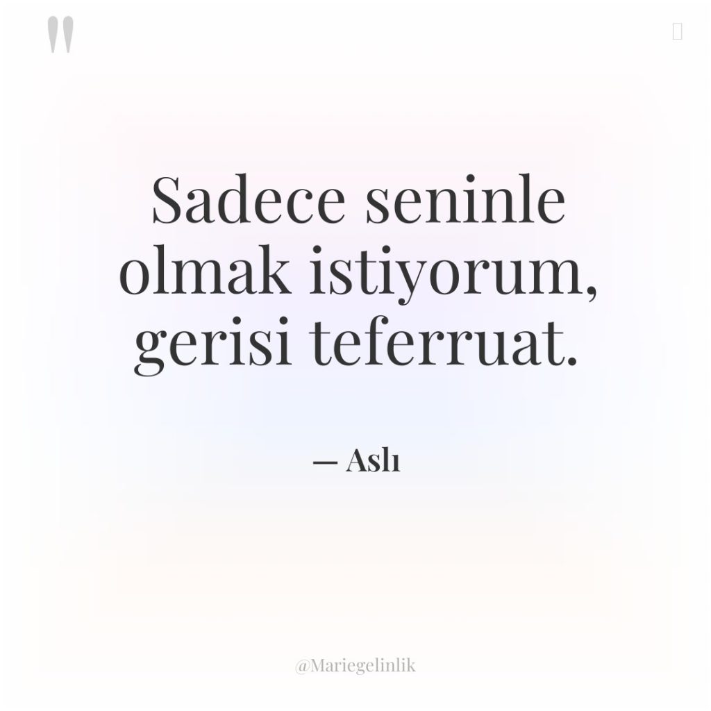 Sadece seninle olmak istiyorum, gerisi teferruat.