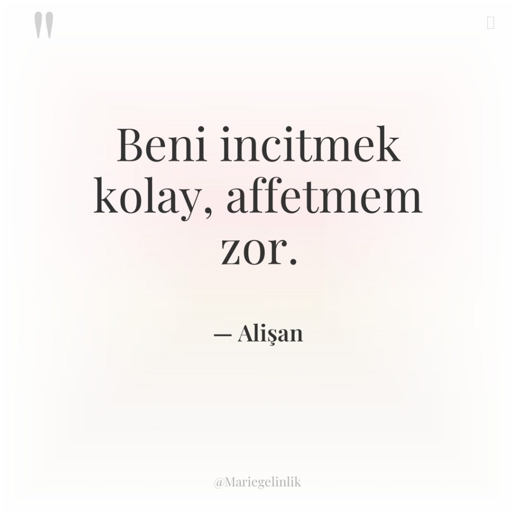 Beni incitmek kolay, affetmem zor.