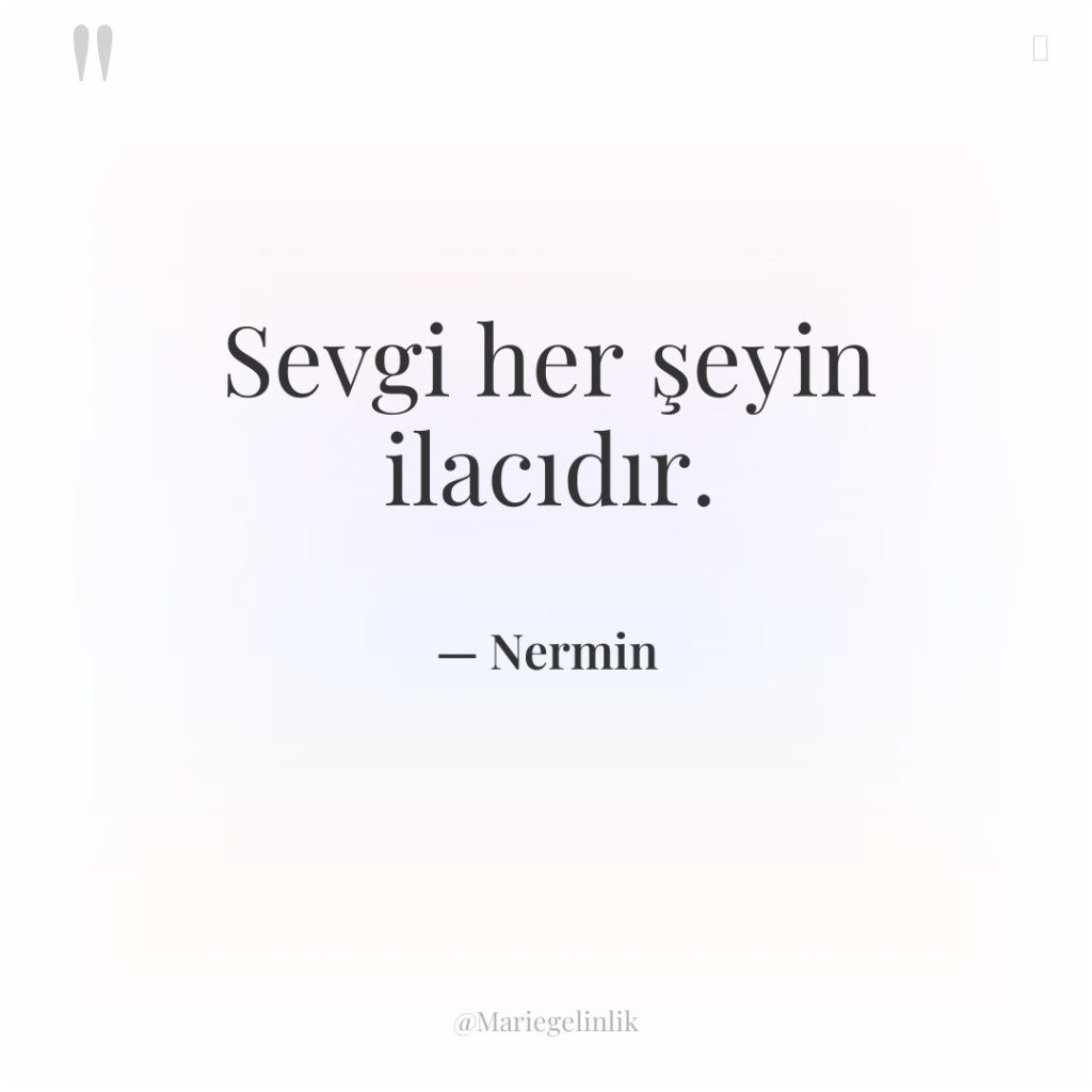 Sevgi her şeyin ilacıdır.