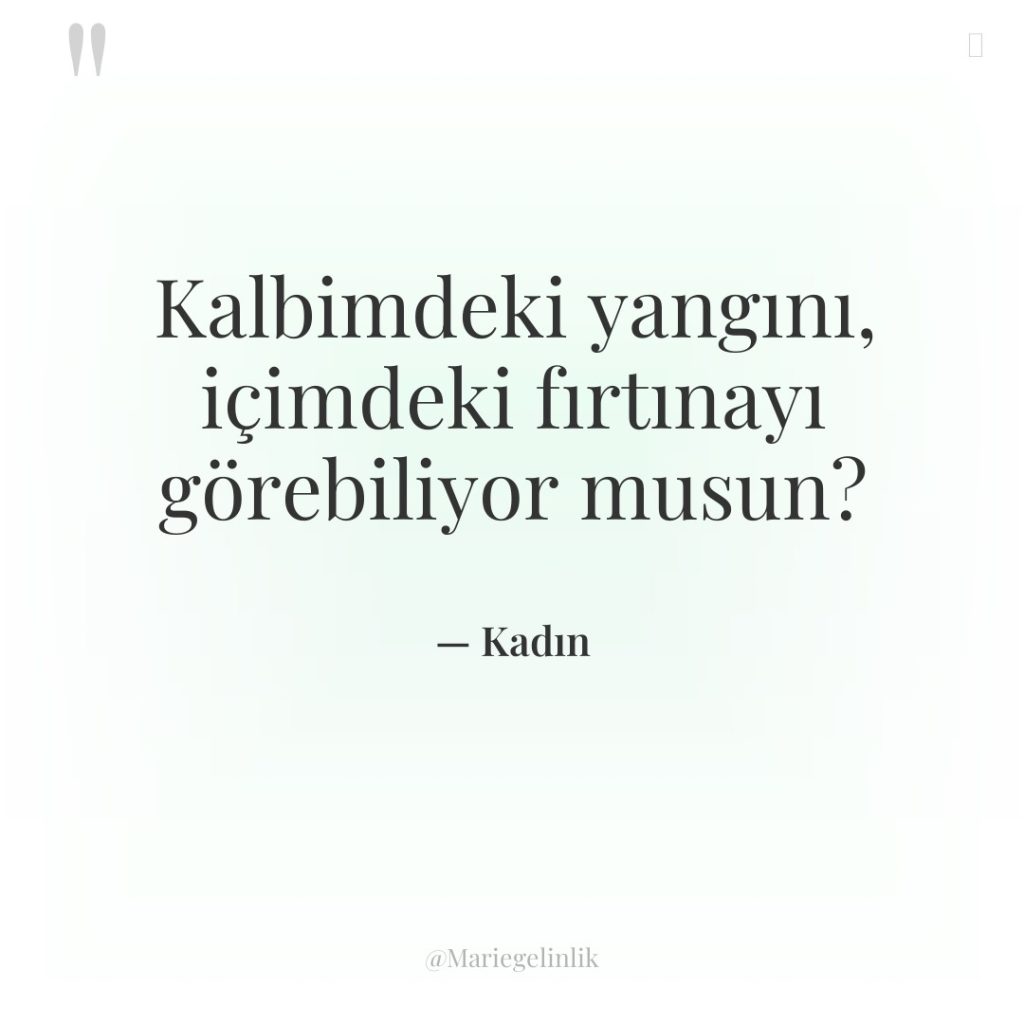 Kalbimdeki yangını, içimdeki fırtınayı görebiliyor musun?