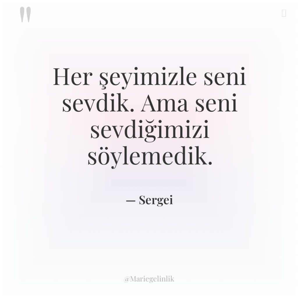 Her şeyimizle seni sevdik. Ama seni sevdiğimizi söylemedik.