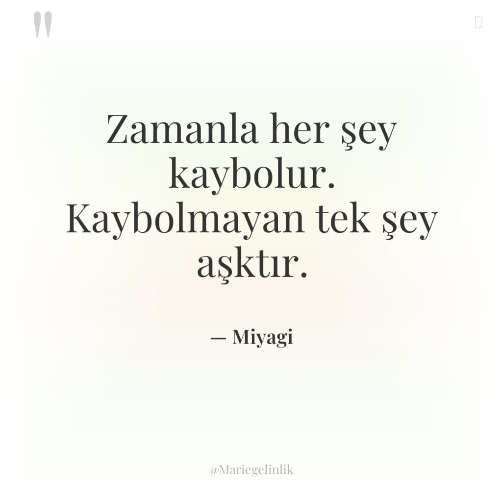 Zamanla her şey kaybolur. Kaybolmayan tek şey aşktır.