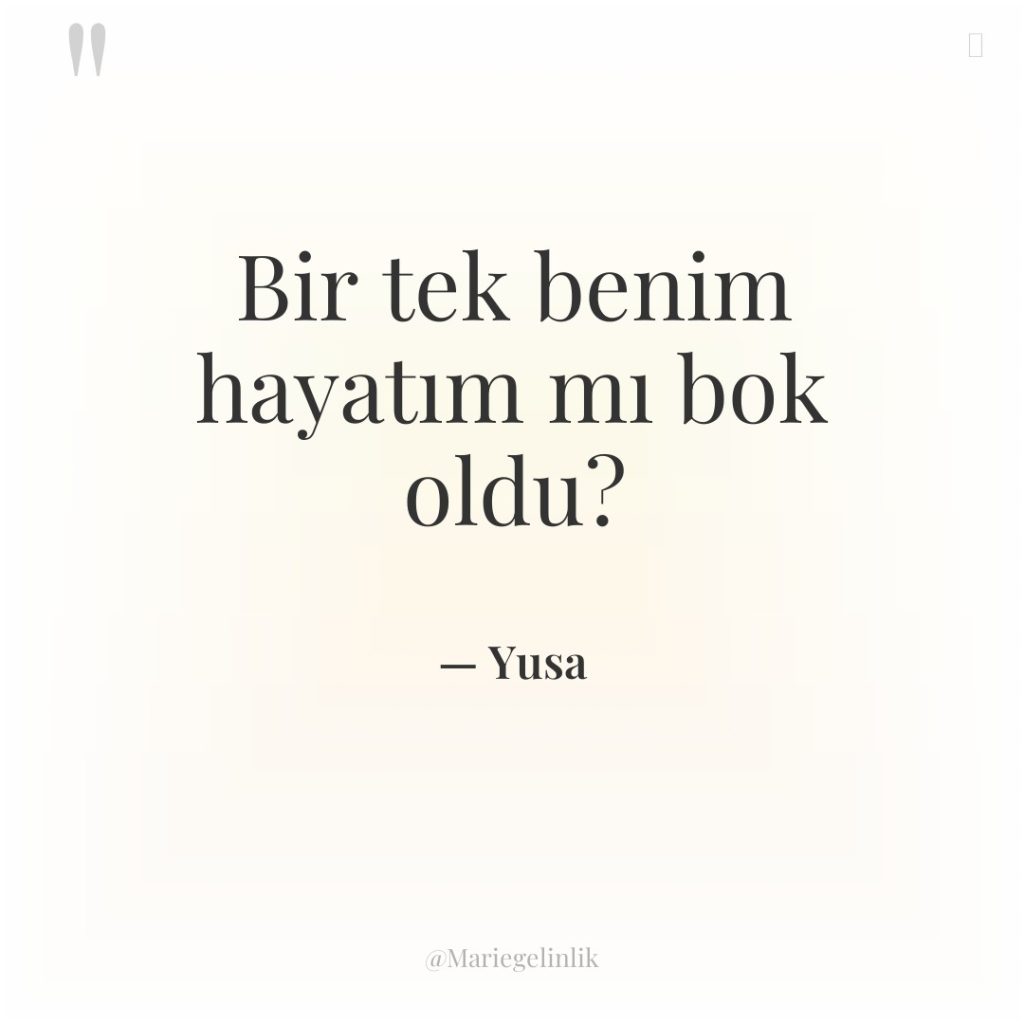Bir tek benim hayatım mı bok oldu?