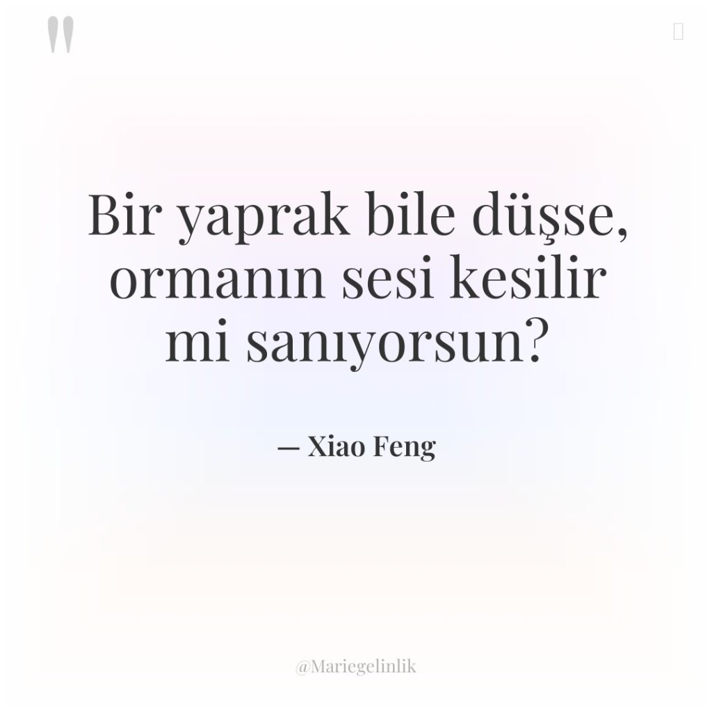 Bir yaprak bile düşse, ormanın sesi kesilir mi sanıyorsun?