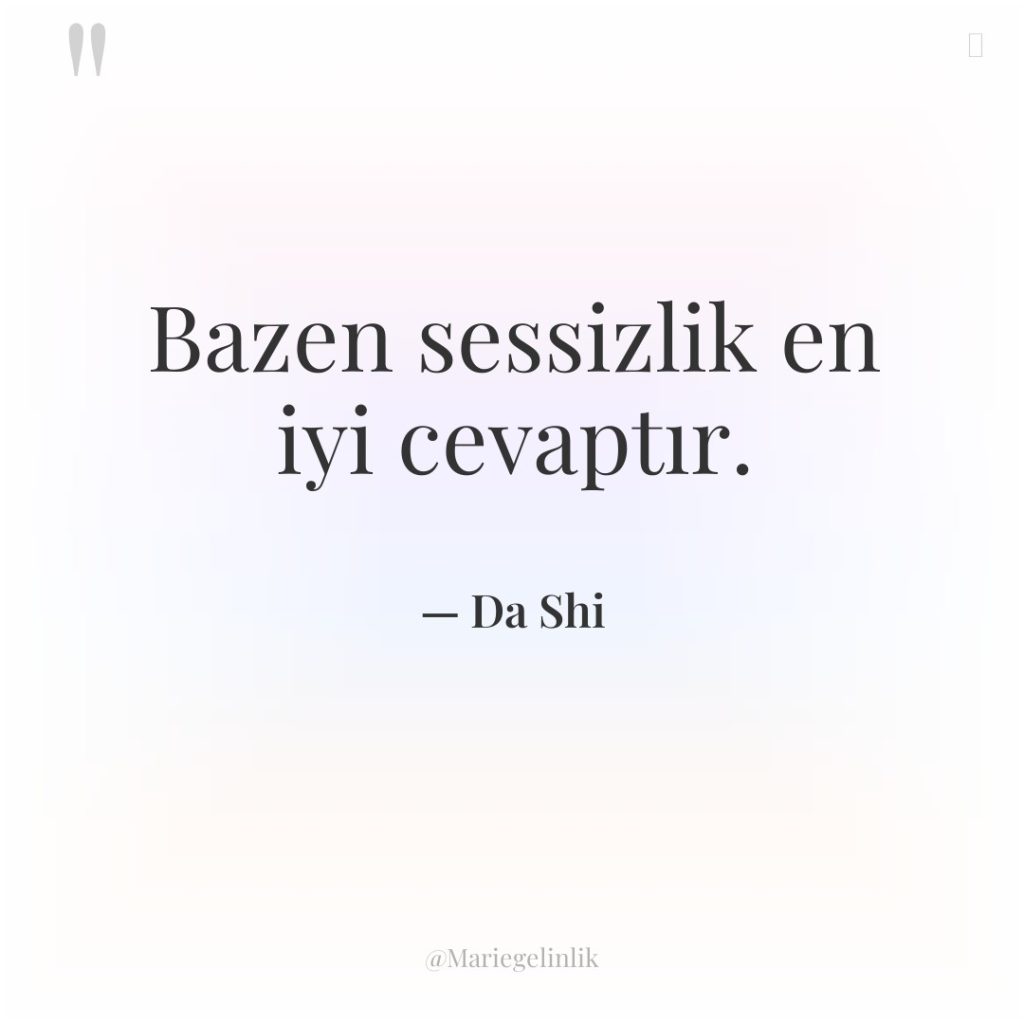 Bazen sessizlik en iyi cevaptır.