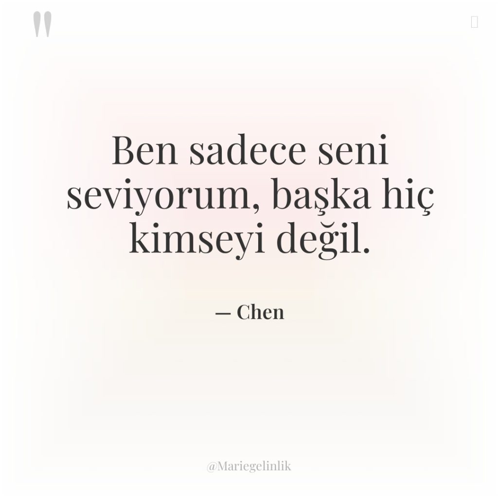 Ben sadece seni seviyorum, başka hiç kimseyi değil.