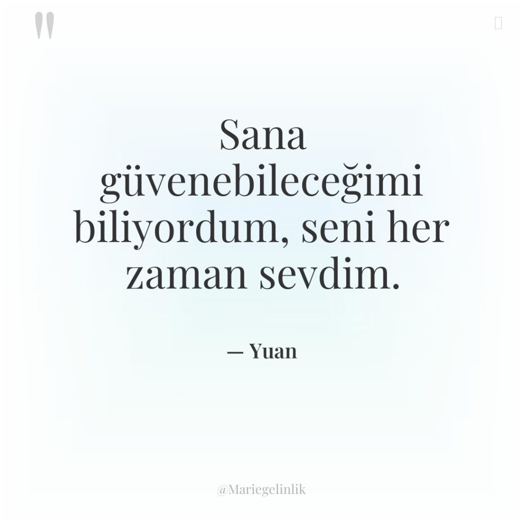 Sana güvenebileceğimi biliyordum, seni her zaman sevdim.