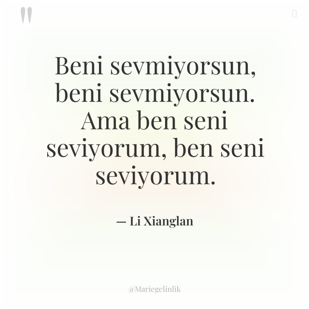 Beni sevmiyorsun, beni sevmiyorsun. Ama ben seni seviyorum, ben seni…
