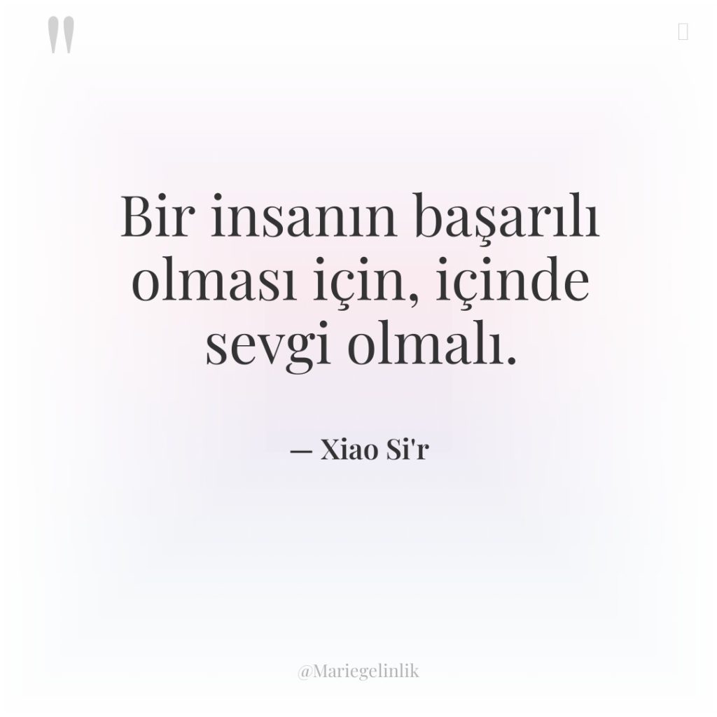 Bir insanın başarılı olması için, içinde sevgi olmalı.