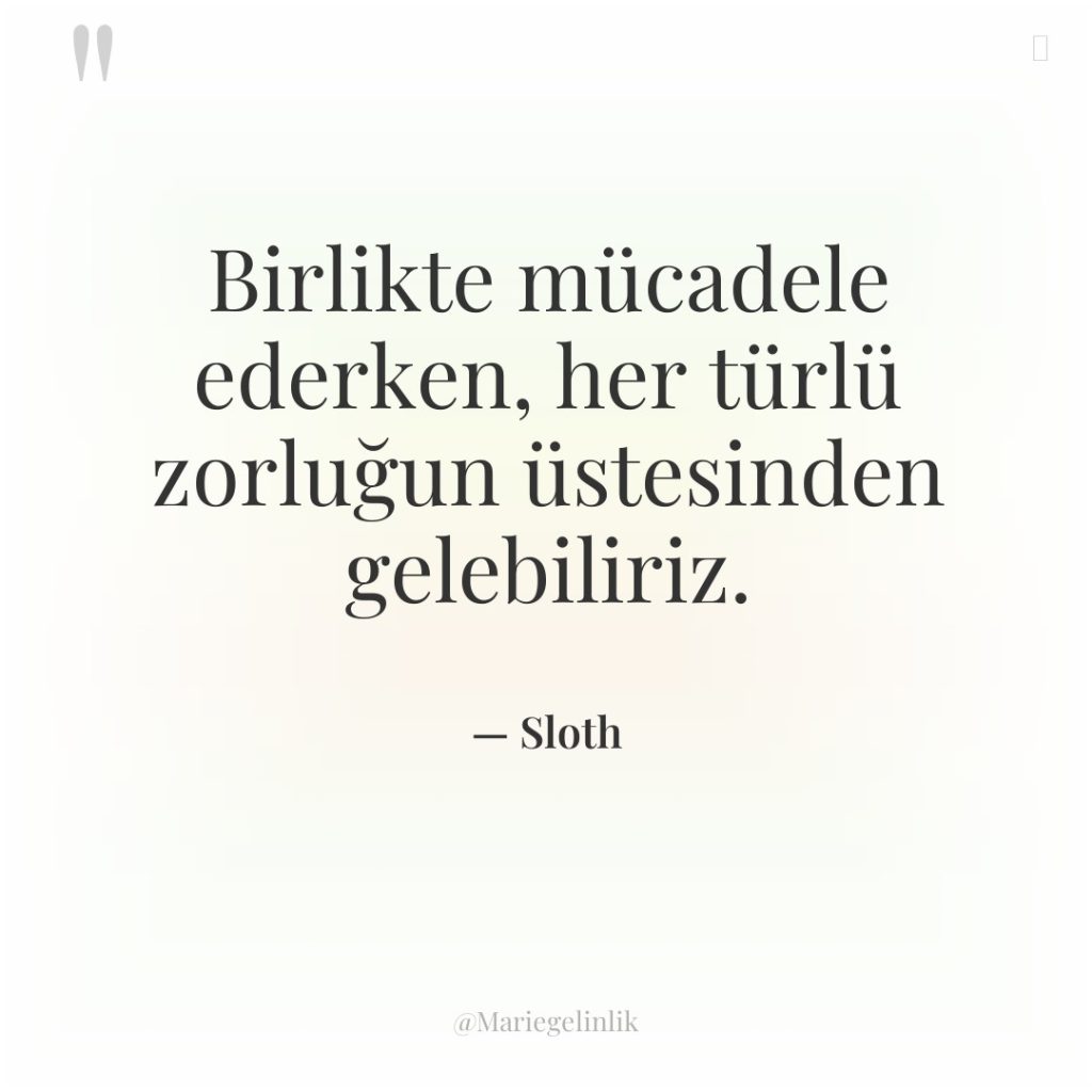 Birlikte mücadele ederken, her türlü zorluğun üstesinden gelebiliriz.