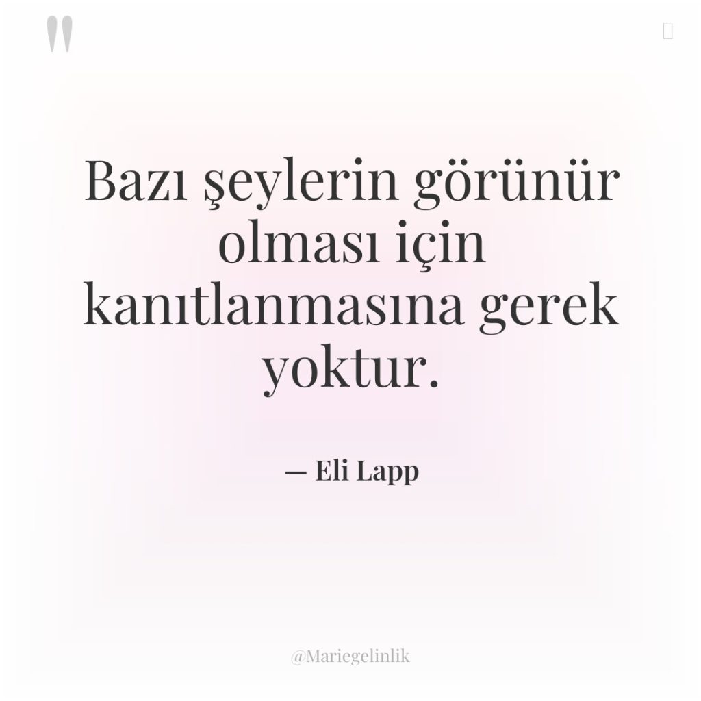 Bazı şeylerin görünür olması için kanıtlanmasına gerek yoktur.