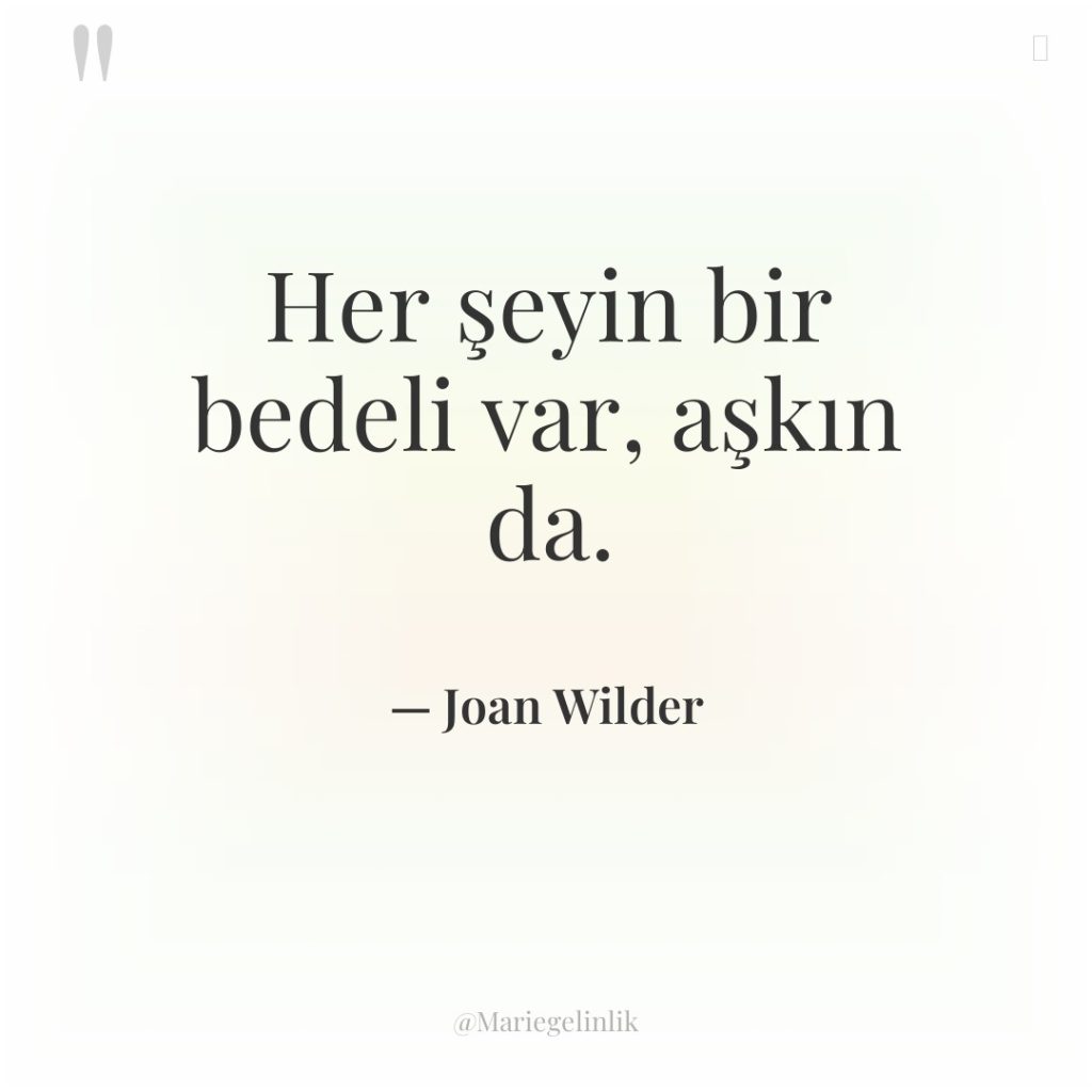 Her şeyin bir bedeli var, aşkın da.