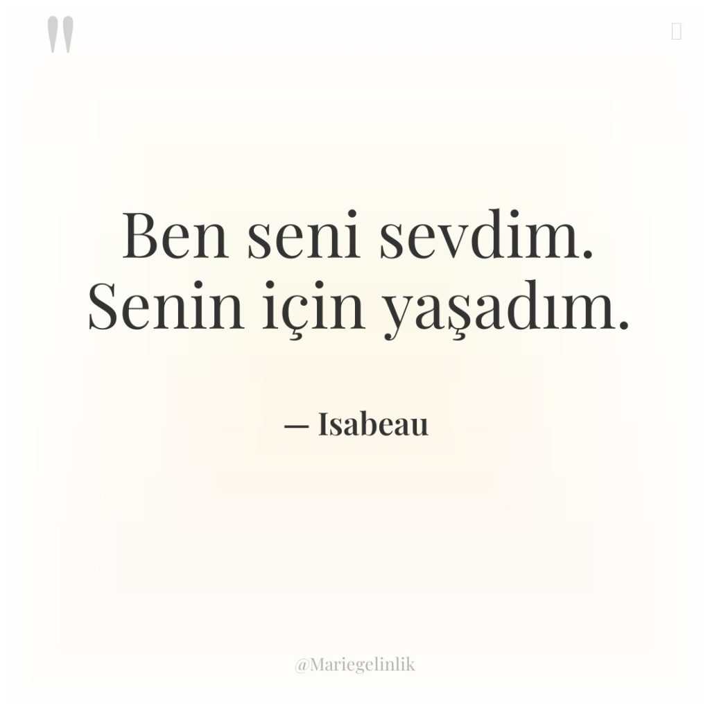 Ben seni sevdim. Senin için yaşadım.