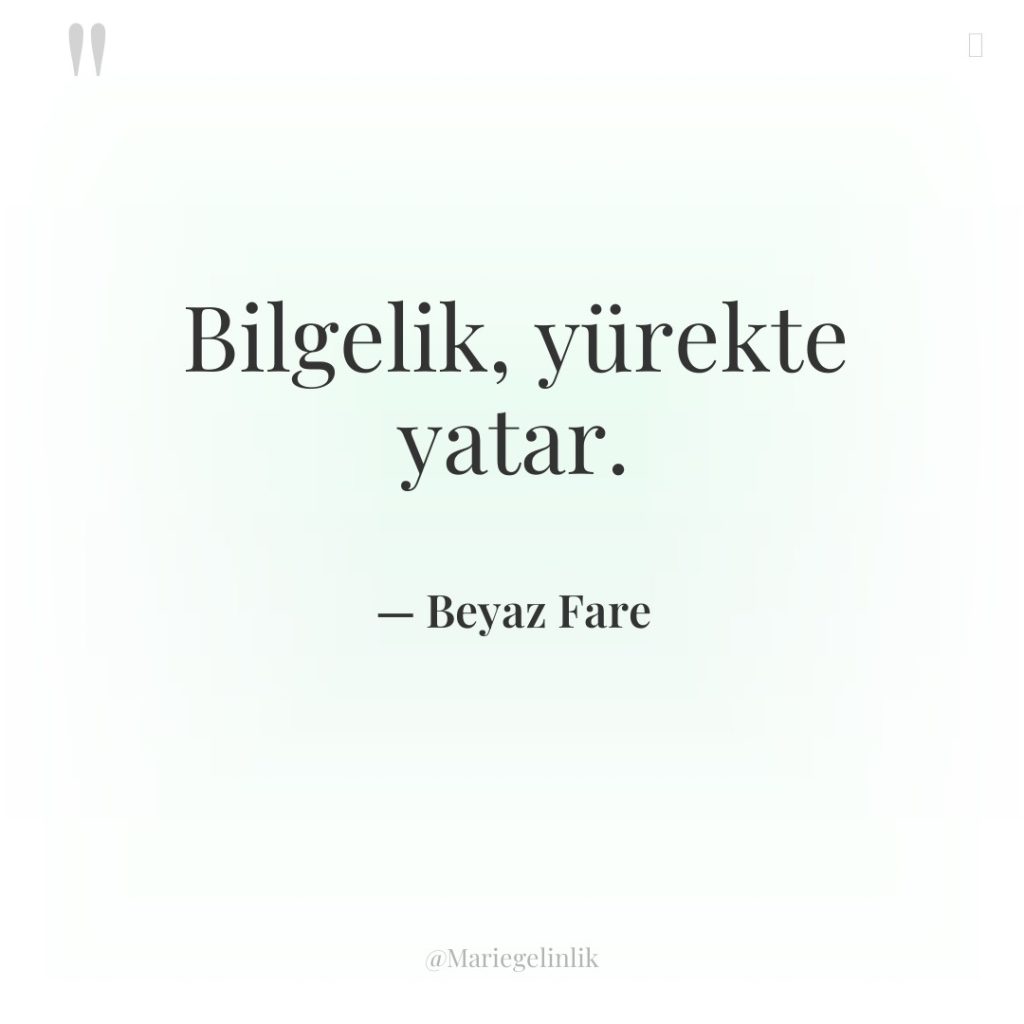 Bilgelik, yürekte yatar.