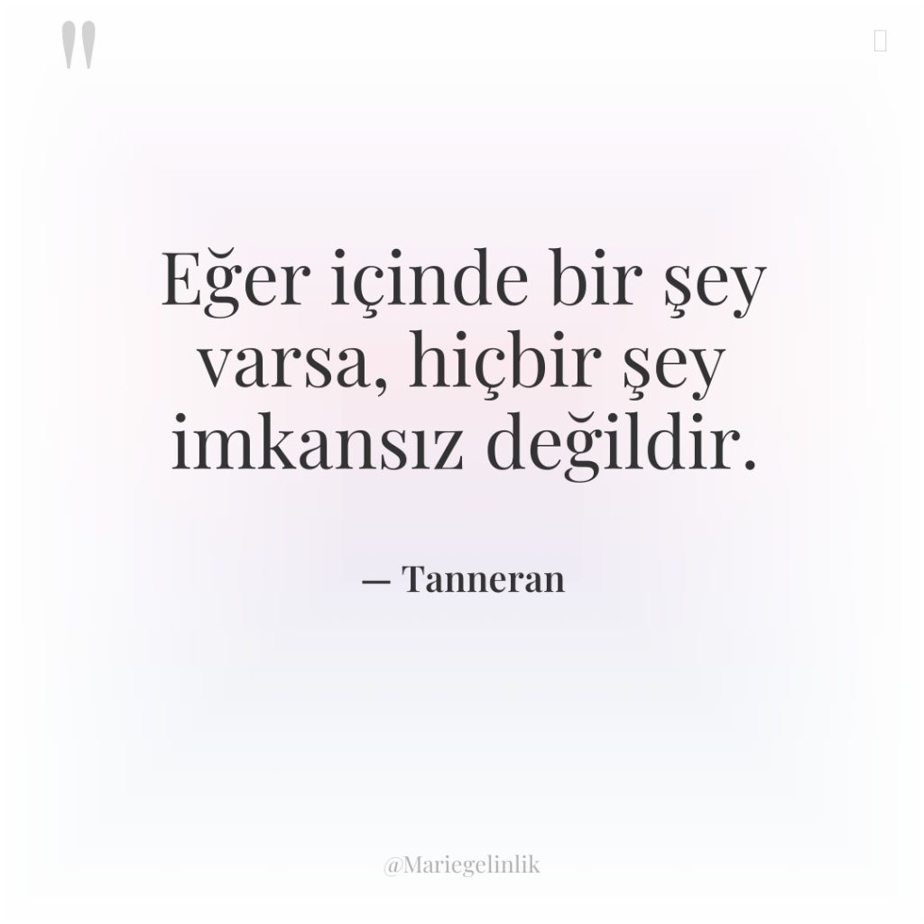 Eğer içinde bir şey varsa, hiçbir şey imkansız değildir.