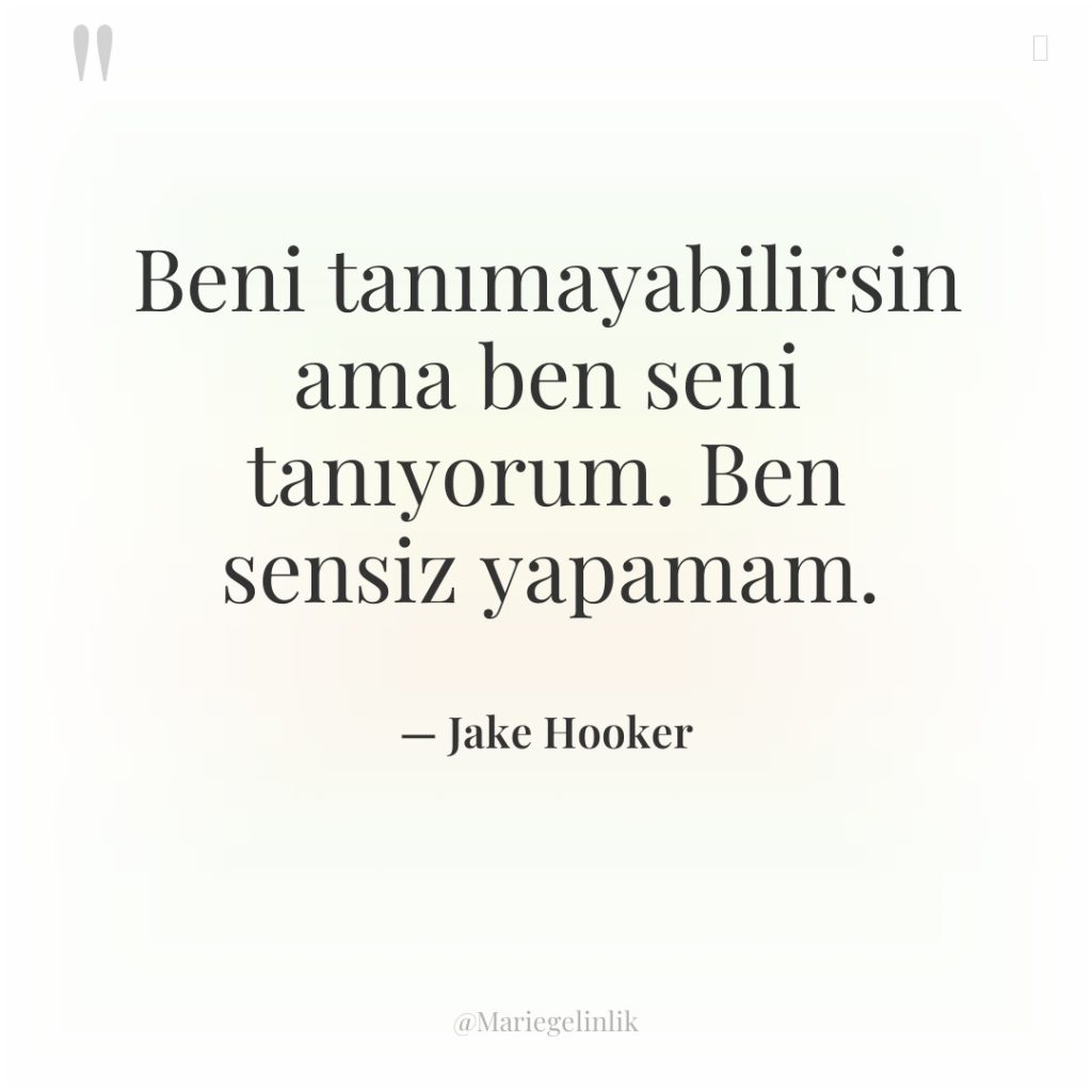 Beni tanımayabilirsin ama ben seni tanıyorum. Ben sensiz yapamam.