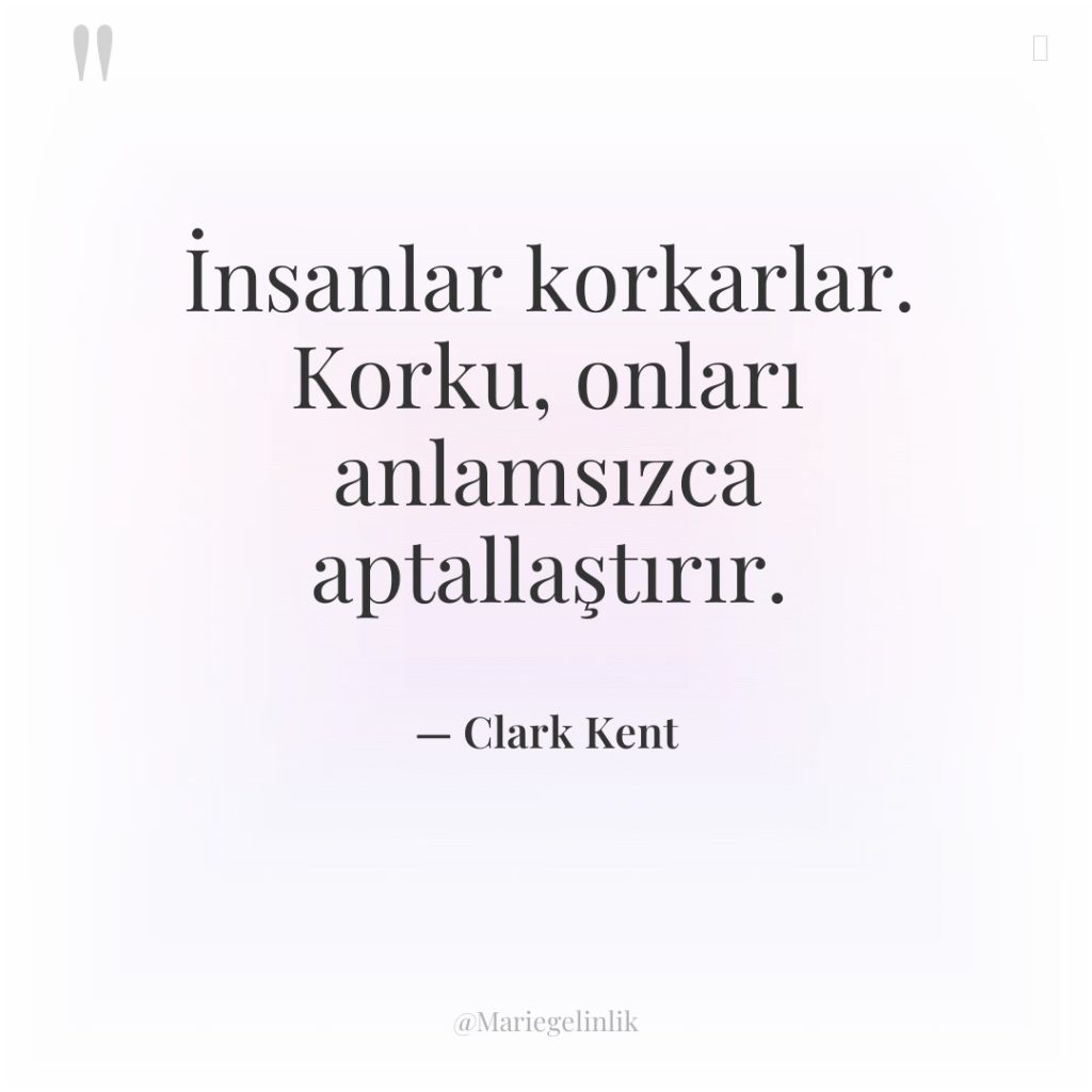 İnsanlar korkarlar. Korku, onları anlamsızca aptallaştırır.