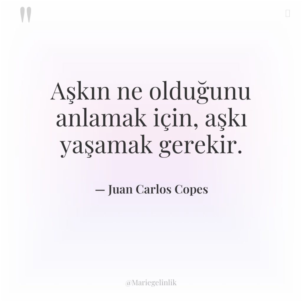 Aşkın ne olduğunu anlamak için, aşkı yaşamak gerekir.