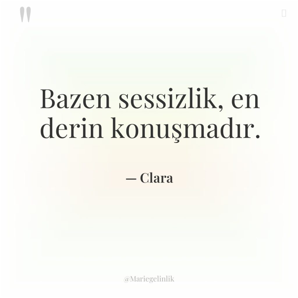 Bazen sessizlik, en derin konuşmadır.