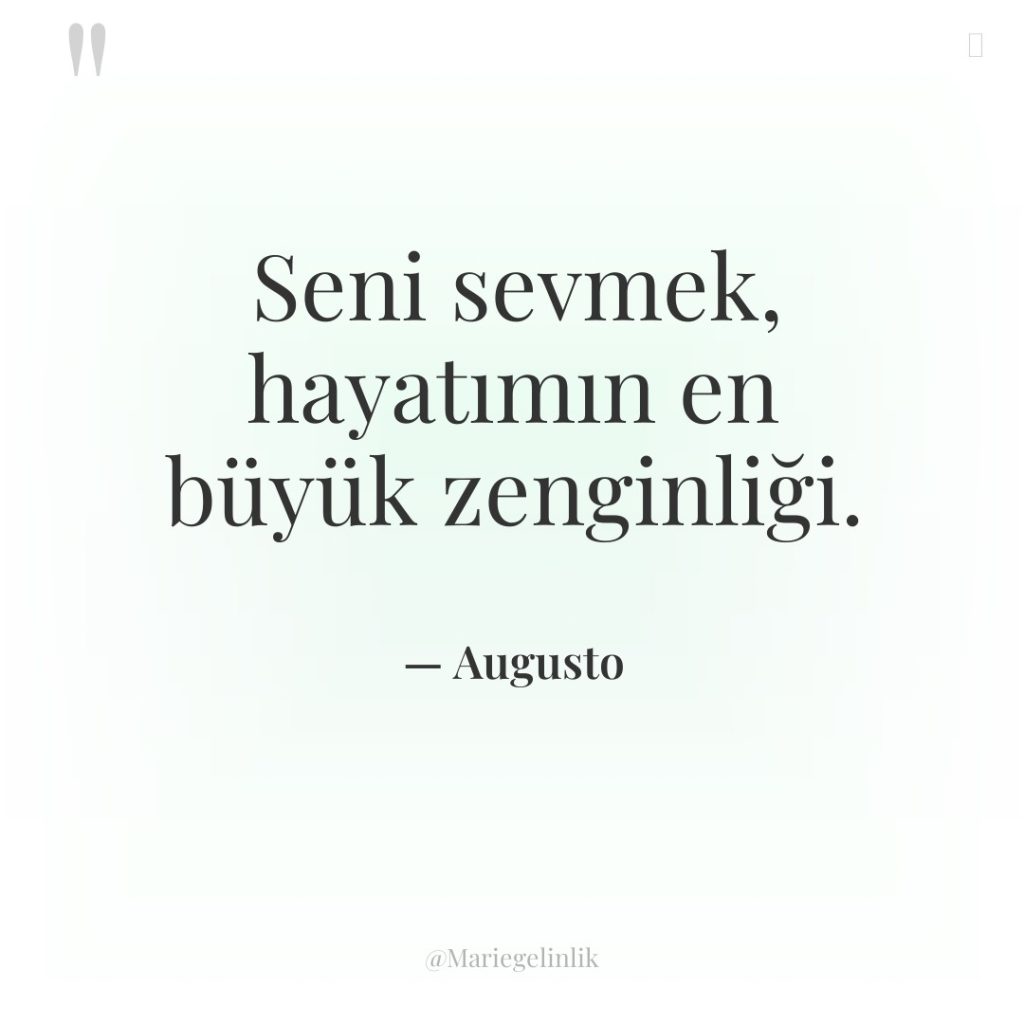 Seni sevmek, hayatımın en büyük zenginliği.