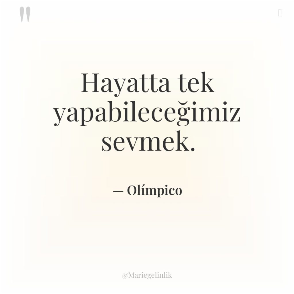 Hayatta tek yapabileceğimiz sevmek.