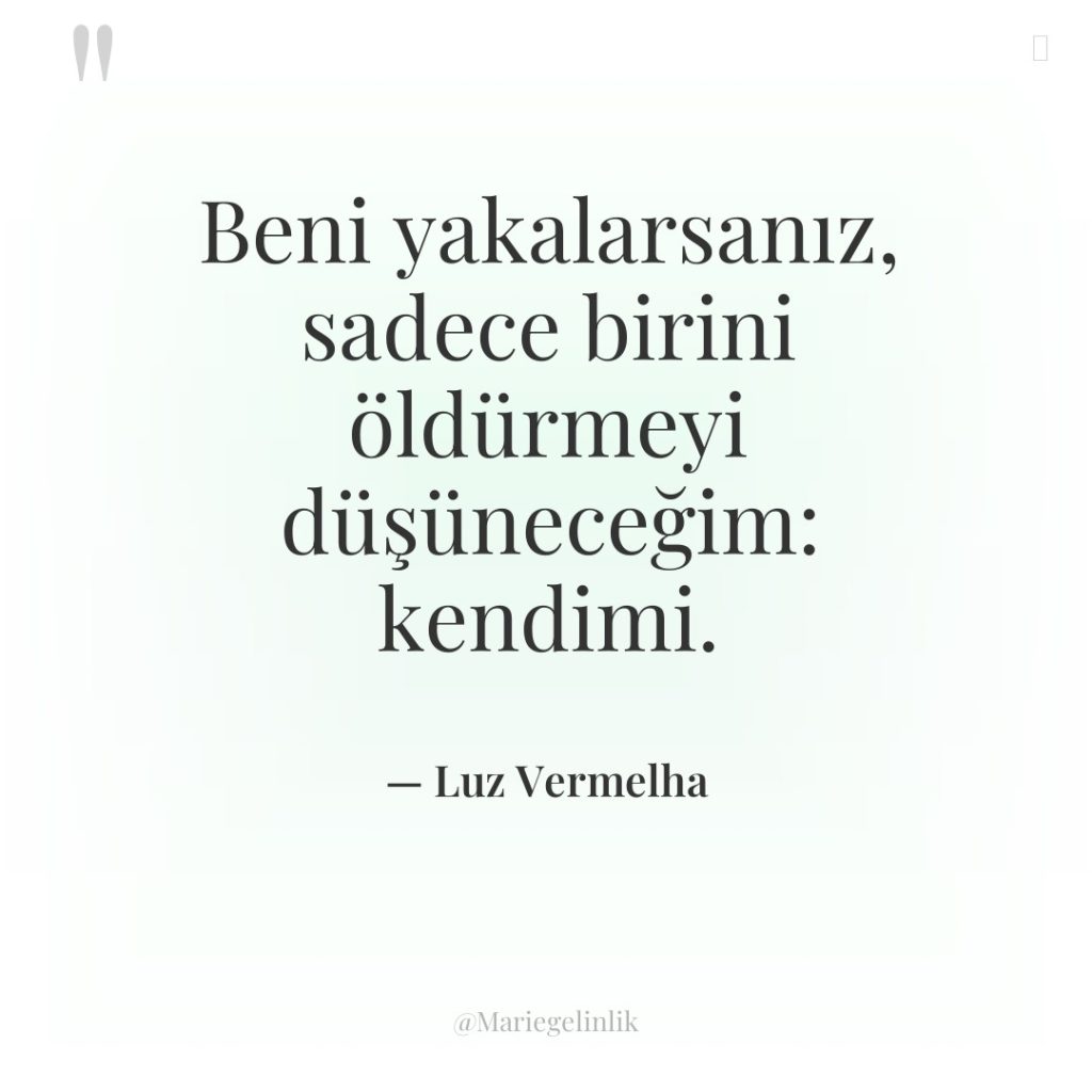 Beni yakalarsanız, sadece birini öldürmeyi düşüneceğim: kendimi.