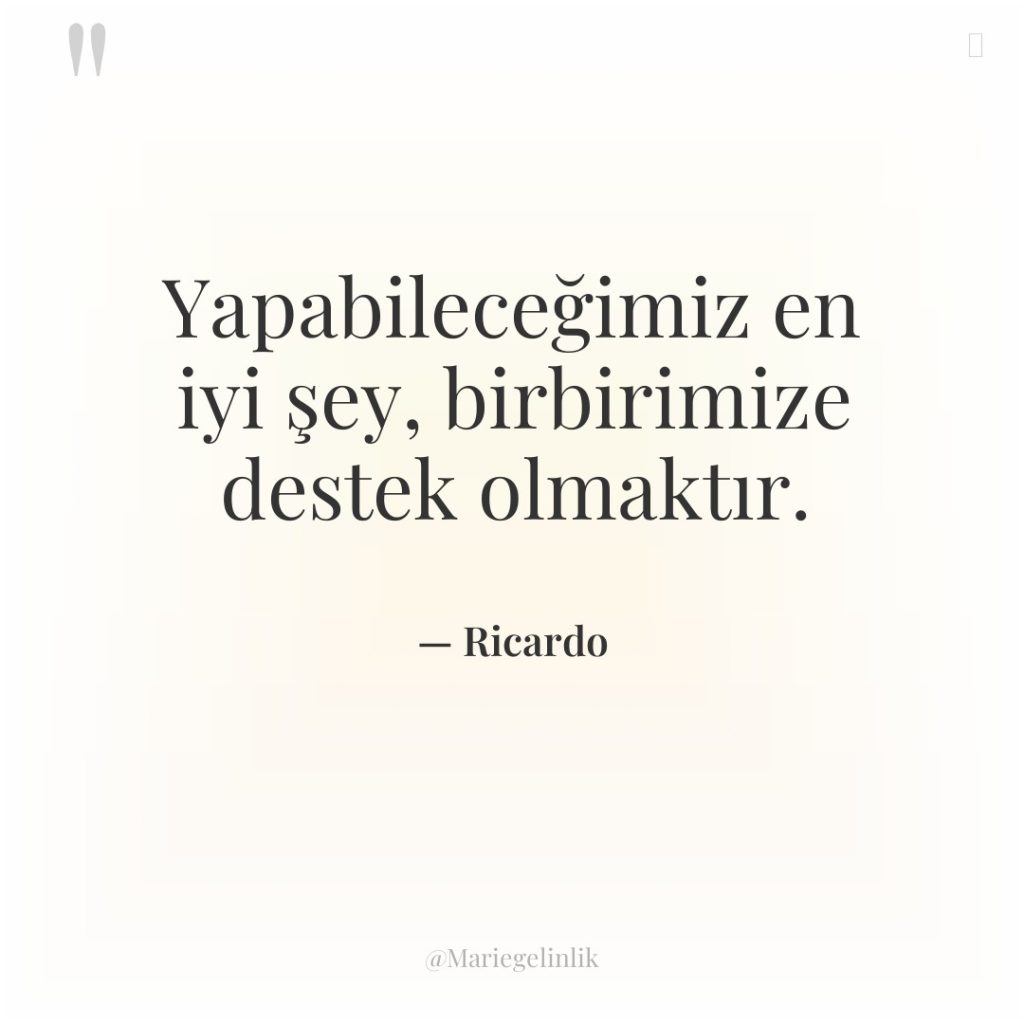 Yapabileceğimiz en iyi şey, birbirimize destek olmaktır.