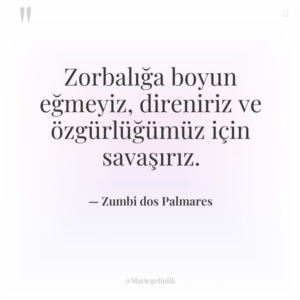 Zorbalığa boyun eğmeyiz, direniriz ve özgürlüğümüz için savaşırız.