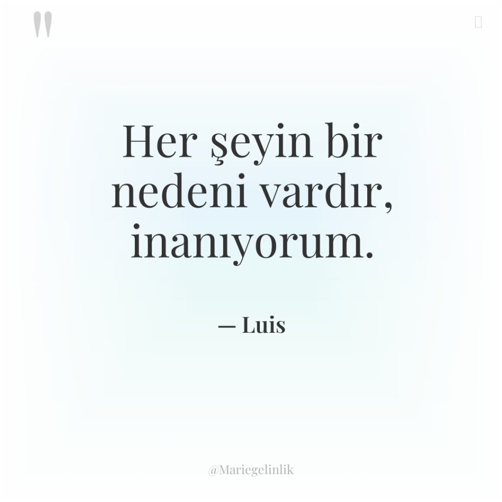 Her şeyin bir nedeni vardır, inanıyorum.