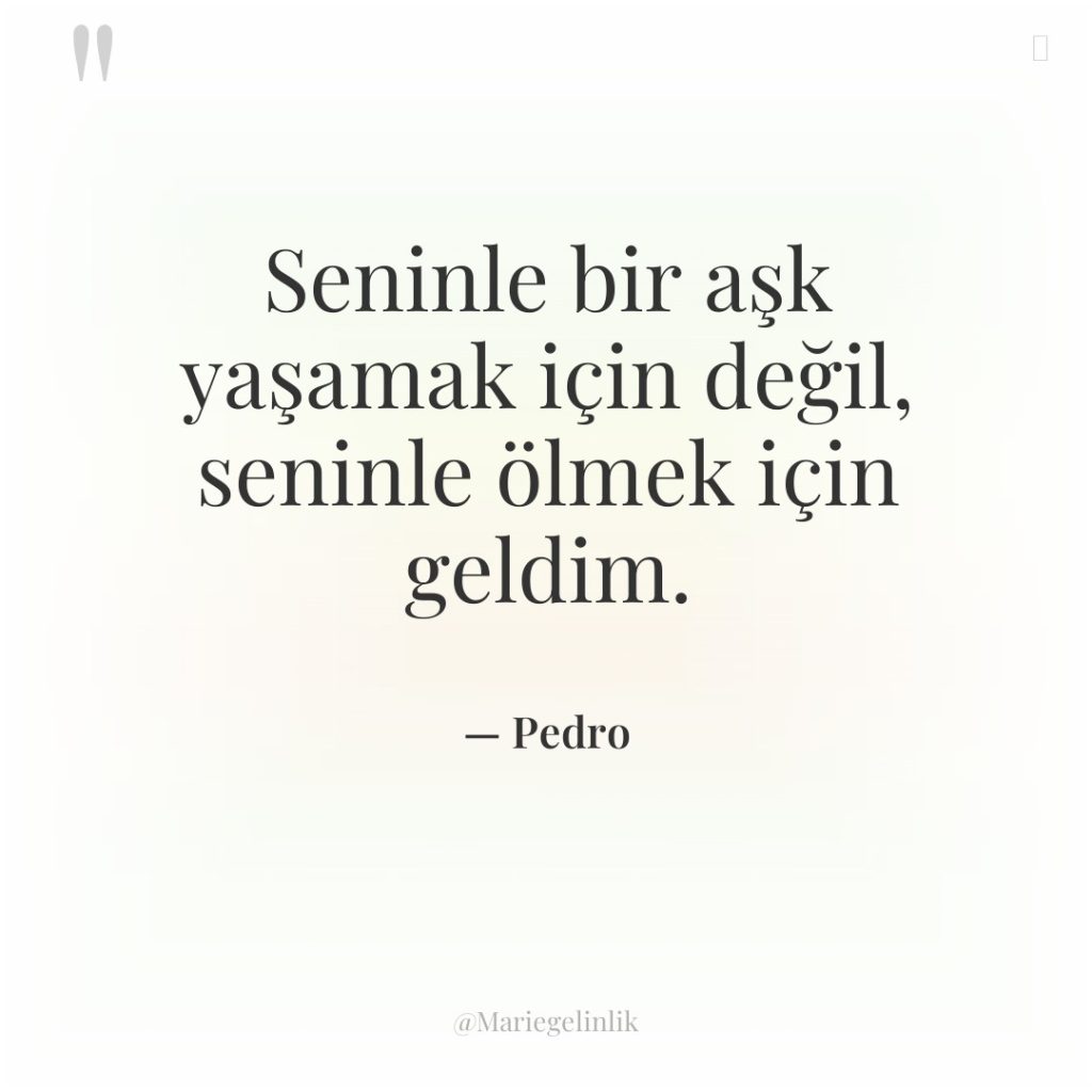 Seninle bir aşk yaşamak için değil, seninle ölmek için geldim.