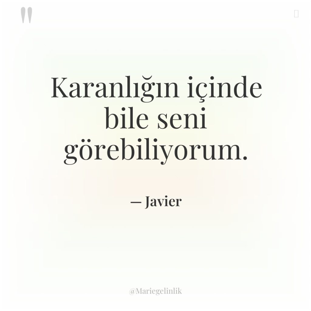 Karanlığın içinde bile seni görebiliyorum.