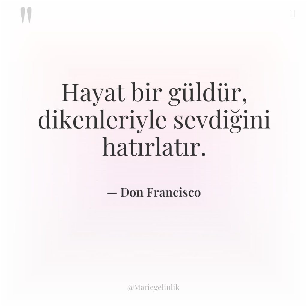 Hayat bir güldür, dikenleriyle sevdiğini hatırlatır.