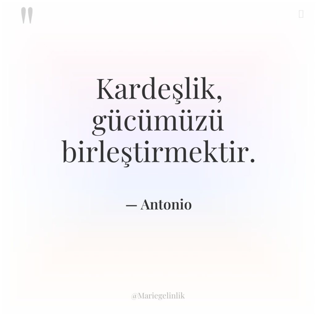 Kardeşlik, gücümüzü birleştirmektir.