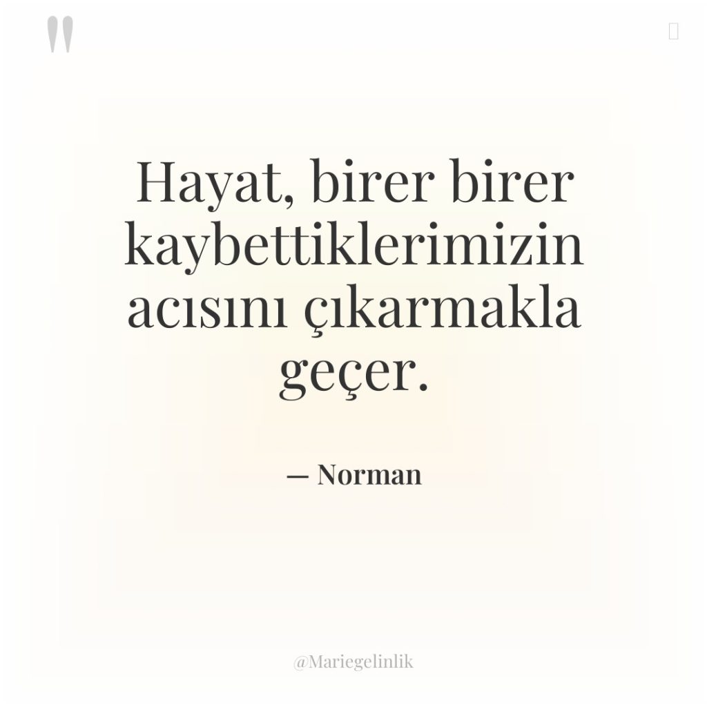 Hayat, birer birer kaybettiklerimizin acısını çıkarmakla geçer.